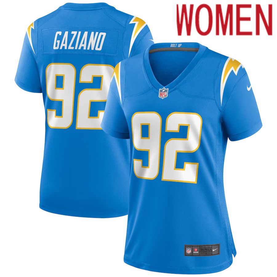 Women Los Angeles Chargers #92 Joe Gaziano Nike Powder Blue Game NFL Jersey->women nfl jersey->Women Jersey